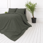 Bedding Set „Forest“. Bedding sets 155x200, 140x200 cm, 150x200 cm, 160x200 cm, 180x200 cm, 200x200 cm, 200x220 cm, 220x240 cm. Duvet cover and pillowcases in the same dark green shade with a greyish tone.