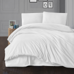 Bedding Set „Frost Flannel“. Flannel bedding sets, 140x200 cm, 200x200 cm, 200x220 cm. Classic white bedding set in a modern bedroom