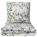 Bedding Set „Garden Bliss“. Patterned bedding sets, 140x200 cm, 200x200 cm, 200x220 cm. White bedding set with a colorful botanical branch and flower pattern. Bedding Set „Garden Bliss“. Patterned bedding sets, 140x200 cm, 200x200 cm, 200x220 cm. White bedding set with a colorful botanical branch and flower pattern.