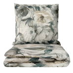 Bedding Set „Gentle Garden“. Gray bedding sets, 140x200 cm, 150x200 cm, 160x200 cm, 180x200 cm, 200x200 cm, 200x220 cm. Bedding set with a delicate floral print on a dark background