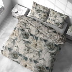 Bedding Set „Gentle Garden“. Gray bedding sets, 140x200 cm, 150x200 cm, 160x200 cm, 180x200 cm, 200x200 cm, 200x220 cm. Artistically inspired bedding with botanical motifs