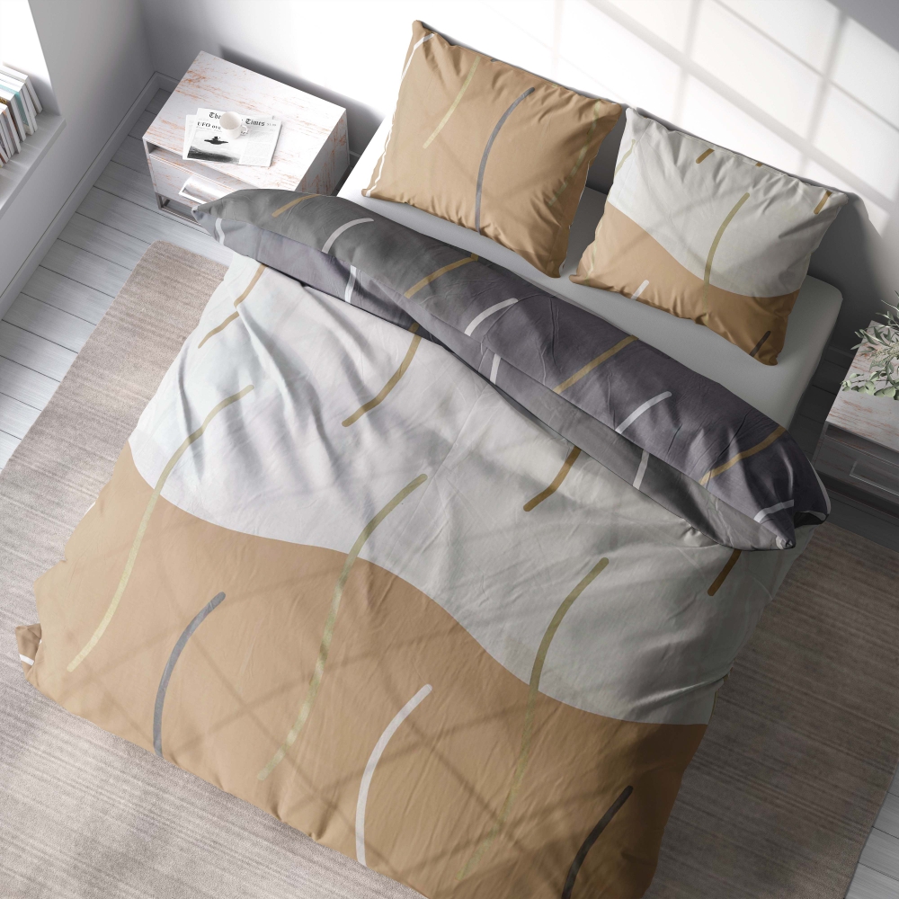Bedding Set „Cascade“. Brown bedding sets, 140x200 cm, 150x200 cm. Contemporary bedding design in neutral tones