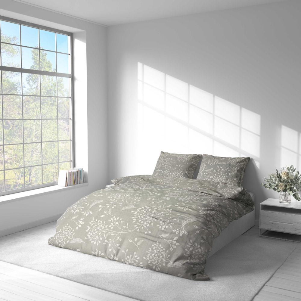 Bedding Set „Grandiflora“. Gray bedding sets, 140x200 cm, 200x200 cm, 200x220 cm