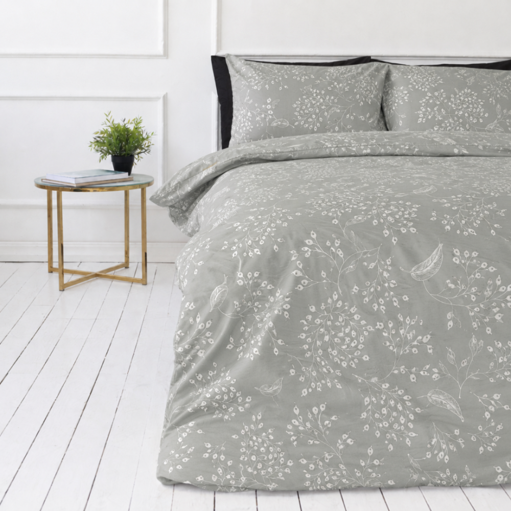 Bedding Set „Grandiflora“. Gray bedding sets, 140x200 cm, 200x200 cm, 200x220 cm Bedding Set „Grandiflora“. Gray bedding sets, 140x200 cm, 200x200 cm, 200x220 cm
