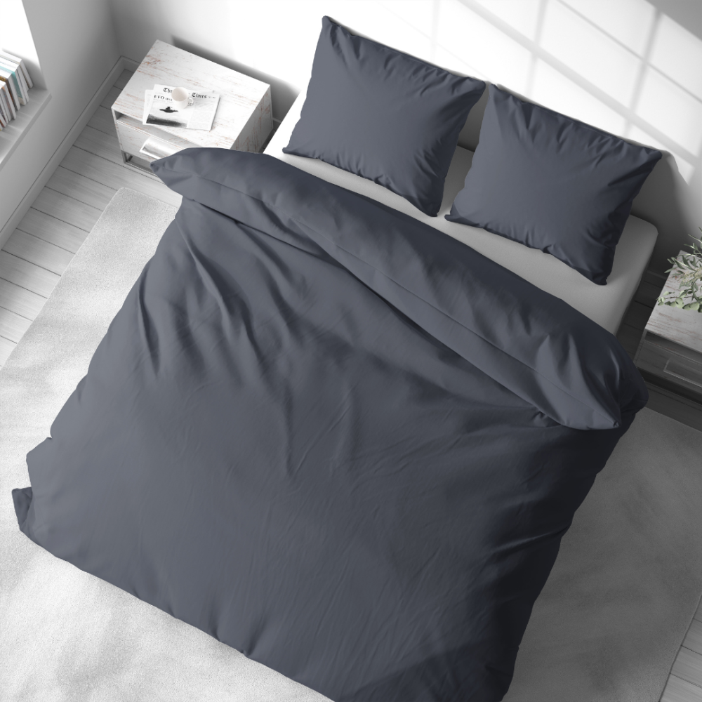 Bedding Set „Graphite“. Bedding sets 155x200, 140x200 cm, 150x200 cm, 160x200 cm, 180x200 cm, 200x200 cm, 200x220 cm, 220x240 cm. Stylish dark grey bedding set, elevating your bedroom decor with ease.