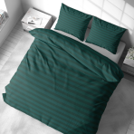 Bedding Set „Green Stripes“. Patterned bedding sets, 140x200 cm, 150x200 cm, 160x200 cm, 180x200 cm, 200x200 cm, 200x220 cm.  luxurious dark green bedding set with a classic stripes pattern, perfect for a stylish and comfortable sleep environment.