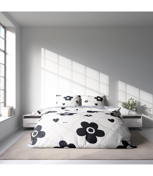 Bedding Set „Black Flowers“. Bedding sets 140x200