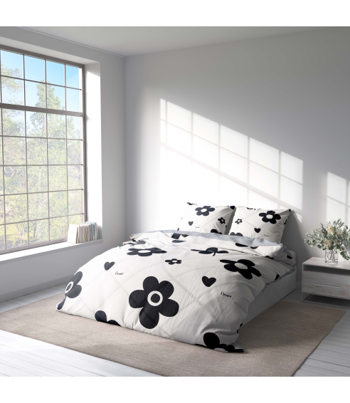 Bedding Set „Black Flowers“. Bedding sets 140x200