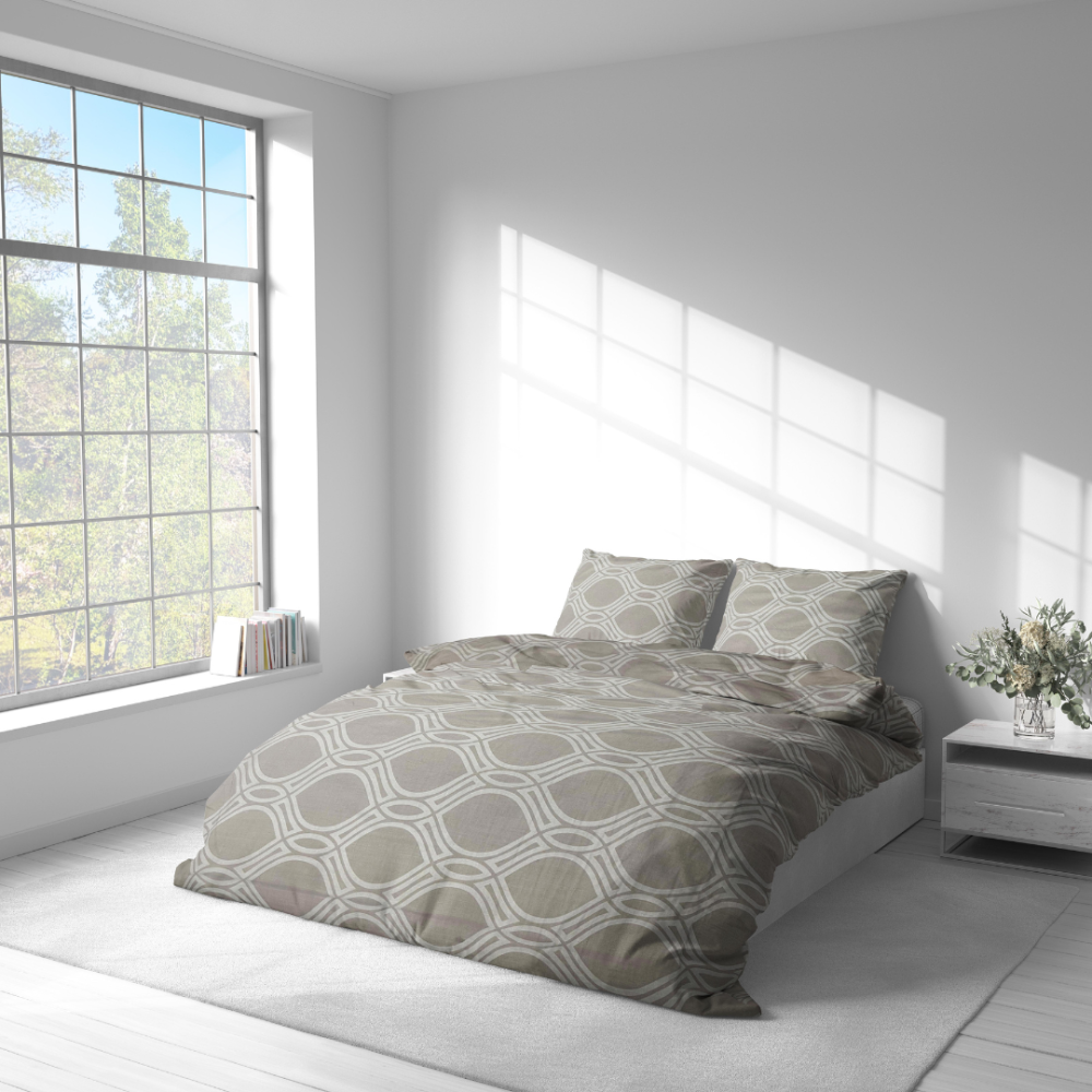Bedding Set „Grey Orbit“. Bedding sets 155x200, 140x200 cm, 150x200 cm, 160x200 cm, 180x200 cm, 200x200 cm, 200x220 cm, 220x240 cm