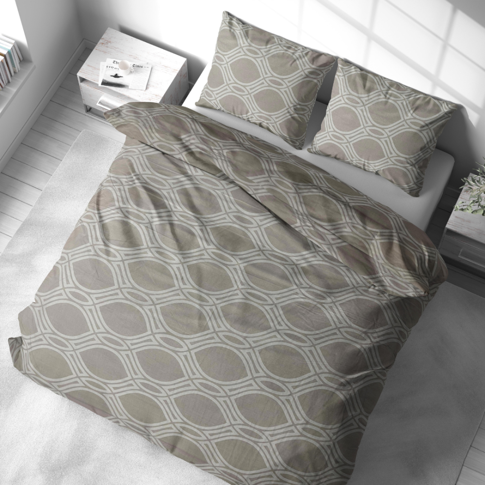 Bedding Set „Grey Orbit“. Bedding sets 155x200, 140x200 cm, 150x200 cm, 160x200 cm, 180x200 cm, 200x200 cm, 200x220 cm, 220x240 cm