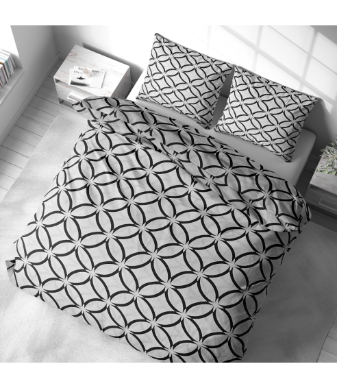 Bedding Set „Grey Retro Rings“. Cotton bedding sets