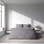 Bedding Set „Gull“. Gray bedding sets, 140x200 cm, 200x200 cm, 200x220 cm. Bedding set in grey color, adding a touch of understated elegance and calm to your sleeping space.