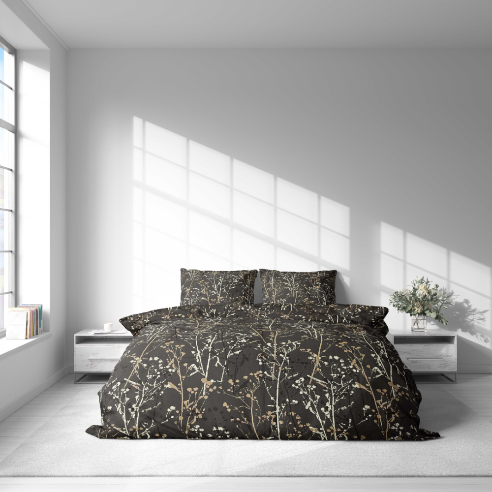 Bedding Set „Hidden Branches“. Bedding sets 155x200, 140x200 cm, 150x200 cm, 160x200 cm, 180x200 cm, 200x200 cm, 200x220 cm. Bedding set featuring delicate botanical branch motif.