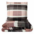 Bedding Set „Home Story“. Bedding sets 135x200, 140x200 cm, 200x200 cm, 200x220 cm. Bedding set in grey, dark grey, and brownish tones with a stylish tile design in varying shades for a modern look.