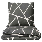 Bedding Set „Infiniel“. Bedding sets 135x200, 140x200 cm, 160x200 cm, 200x200 cm, 200x220 cm, 220x240 cm. Dark grey bedding set with white lines crossing in different directions, creating a modern and sophisticated look.
