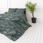 Bedding Set „Infinite Calm“. Bedding sets 155x200, 140x200 cm, 150x200 cm, 160x200 cm, 180x200 cm, 200x200 cm, 200x220 cm, 220x240 cm. Luxurious dark green bedding set with shimmering leaf details