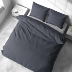 Bedding Set „Iron Stripes“. Gray bedding sets, 140x200 cm, 160x200 cm, 200x200 cm, 200x220 cm. Simple yet elegant dark grey bedding set with subtle stripes that adds sophistication to the room.
