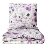 Bedding Set „Jasmine“. Bedding sets 155x200, 140x200 cm, 150x200 cm, 160x200 cm, 180x200 cm, 200x200 cm, 200x220 cm, 220x240 cm. Purple and white jasmine flowers on a serene whitish background