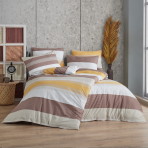 Bedding Set „Jerry Orange“. Bedding sets 135x200, 140x200 cm, 200x200 cm, 200x220 cm. Bedding set with orange, white, and brown stripes