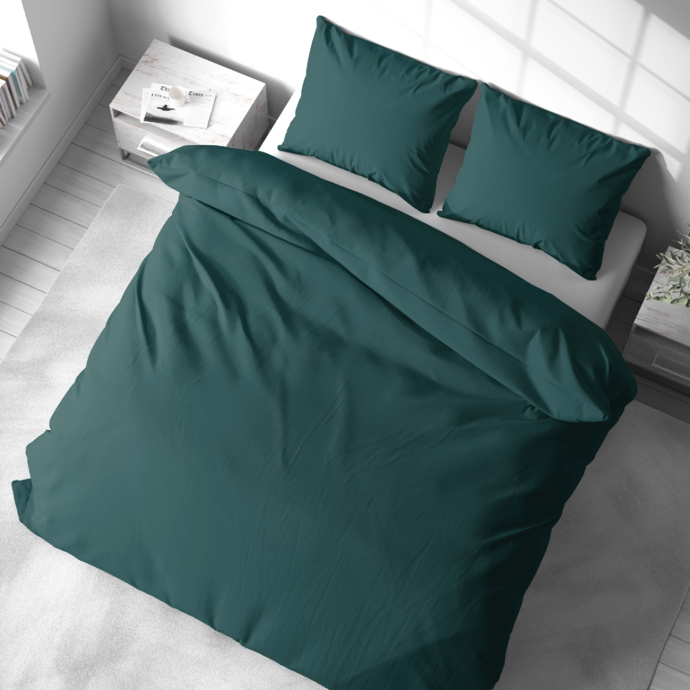 Bedding Set „Juniper“. Bedding sets 155x200, 140x200 cm, 150x200 cm, 160x200 cm, 180x200 cm, 200x200 cm, 200x220 cm, 220x240 cm. Elegant dark green bedding set, bringing a touch of nature indoors.