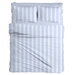 Bedding Set „Copenhagen light blue“. Patterned bedding sets, 140x200 cm, 200x200 cm, 200x220 cm. Bedding set with a classic white and blue color scheme featuring clean, horizontal lines for a crisp, modern look.