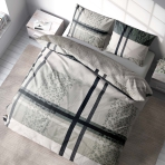 Bedding Set „Lane Luxe“. Microfiber bedding sets, 140x200 cm. Contemporary bedding design showcasing intersecting grid patterns with a touch of leopard print flair
