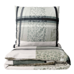 Bedding Set „Lane Luxe“. Microfiber bedding sets, 140x200 cm. Light-colored bedding set with horizontal and vertical grid patterns, accentuated by a column of leopard print