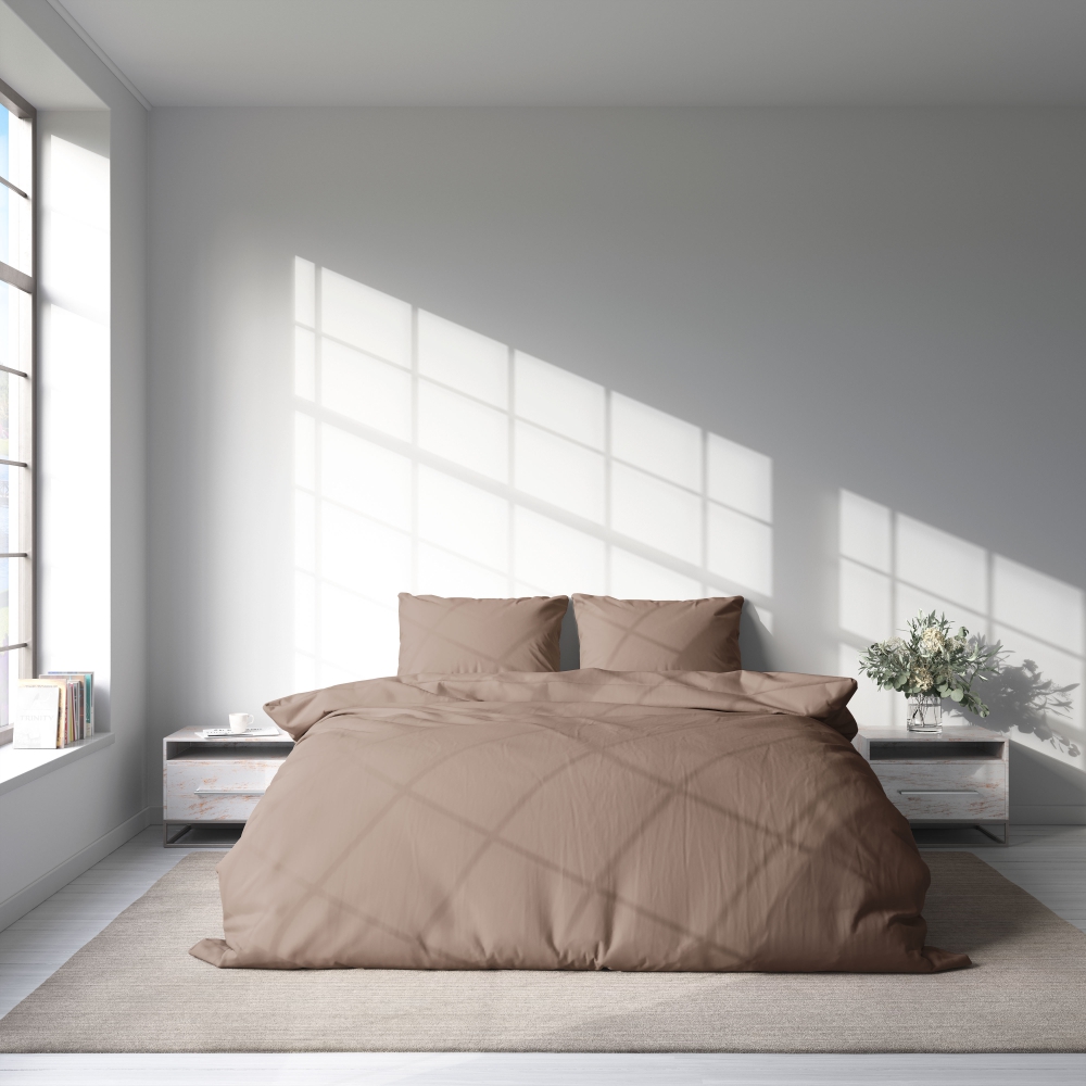 Bedding Set „Latte“. Beige bedding sets, 140x200 cm, 150x200 cm, 160x200 cm, 180x200 cm, 200x200 cm, 200x220 cm, 220x240 cm. Warm latte bedding set, adding comfort to your bedroom decor.