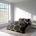Bedding Set „Lavahive“. Black bedding sets, 140x200 cm, 150x200 cm, 160x200 cm, 180x200 cm, 200x200 cm, 200x220 cm. Bedding set design on black background resembling sparks.