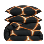 Bedding Set „Lavahive“. Black bedding sets, 140x200 cm, 150x200 cm, 160x200 cm, 180x200 cm, 200x200 cm, 200x220 cm. Elegant bedding set design with hive-like sparks on black. Bedding Set „Lavahive“. Black bedding sets, 140x200 cm, 150x200 cm, 160x200 cm, 180x200 cm, 200x200 cm, 200x220 cm. Elegant bedding set design with hive-like sparks on black.