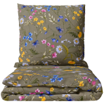 Bedding Set „Leafara“. Bedding sets 155x200, 140x200 cm, 150x200 cm, 160x200 cm, 180x200 cm, 200x200 cm, 200x220 cm, 220x240 cm. Green bedding set with delicate meadow flower pattern.