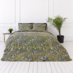 Bedding Set „Leafara“. Bedding sets 155x200, 140x200 cm, 150x200 cm, 160x200 cm, 180x200 cm, 200x200 cm, 200x220 cm, 220x240 cm. Natural green bedding set with romantic floral design.