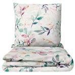 Bedding Set „Leaves Pastel“. Pink bedding, 140x200 cm, 200x200 cm, 200x220 cm. This bedding set with a soft pastel floral pattern will bring a sense of calm and naturalness to your bedroom.