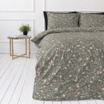 Bedding Set „Levada“. Gray bedding sets, 140x200 cm, 200x200 cm, 200x220 cm. Grey bedding set featuring subtle pink hues and green leaf patterns, perfect for a soothing and stylish sleeping space. Bedding Set „Levada“. Gray bedding sets, 140x200 cm, 200x200 cm, 200x220 cm. Grey bedding set featuring subtle pink hues and green leaf patterns, perfect for a soothing and stylish sleeping space.