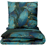 Bedding Set „Luminare“. Bedding sets 155x200, 140x200 cm, 150x200 cm, 160x200 cm, 180x200 cm, 200x200 cm, 200x220 cm, 220x240 cm. Dark green bedding set with tropical leaf pattern.
