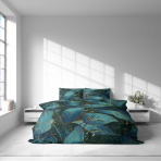 Bedding Set „Luminare“. Bedding sets 155x200, 140x200 cm, 150x200 cm, 160x200 cm, 180x200 cm, 200x200 cm, 200x220 cm, 220x240 cm. Teal-green bedding set with golden accents.