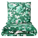 Bedding Set „Lush Green“. Bedding sets 155x200, 140x200 cm, 150x200 cm, 160x200 cm, 180x200 cm, 200x200 cm, 200x220 cm, 220x240 cm. Green background with white flowers – a perfect choice that brings brightness and vibrancy to the bedroom.