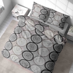 Bedding Set „Mandala“. Bedding sets 135x200, 140x200 cm, 200x200 cm, 200x220 cm. Stylish grey bedding set with beautiful grey, white, and black mandala patterns, bringing a sense of calm and sophistication to your space.