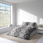 Bedding Set „Mandala“. Bedding sets 135x200, 140x200 cm, 200x200 cm, 200x220 cm. Elegant grey bedding set featuring detailed grey, white, and black mandala designs, perfect for adding a touch of tranquility to your room.