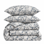 Bedding Set „Marmoreal“. Gray bedding sets, 140x200 cm, 200x200 cm, 200x220 cm. Light bedding set with a grey-blue abstract floral pattern.
