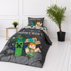 Bedding Set „Minecraft“. Kids bedding, 135x200 cm. Black and grey bedding with minecraft lettering and turquoise and orange accents. Bedding Set „Minecraft“. Kids bedding, 135x200 cm. Black and grey bedding with minecraft lettering and turquoise and orange accents.