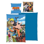 Bedding Set „Naruto“. Kids bedding, 135x200 cm. Blue bedding set with naruto characters and a colourful village scene. Bedding Set „Naruto“. Kids bedding, 135x200 cm. Blue bedding set with naruto characters and a colourful village scene.