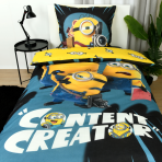 Bedding Set „Minions“. Kids bedding, 135x200 cm. Black and blue minions design with yellow minion characters