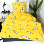 Bedding Set „Minions“. Kids bedding, 135x200 cm. Reversible minions design with a yellow small-scale pattern and black-and-blue character motif