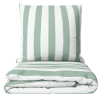 Bedding Set „Modern Line“. Green bedding set, 140x200 cm, 200x200 cm, 200x220 cm. Bedding set in crisp white featuring a refreshing green and white stripes design, perfect for a clean and modern bedroom look.