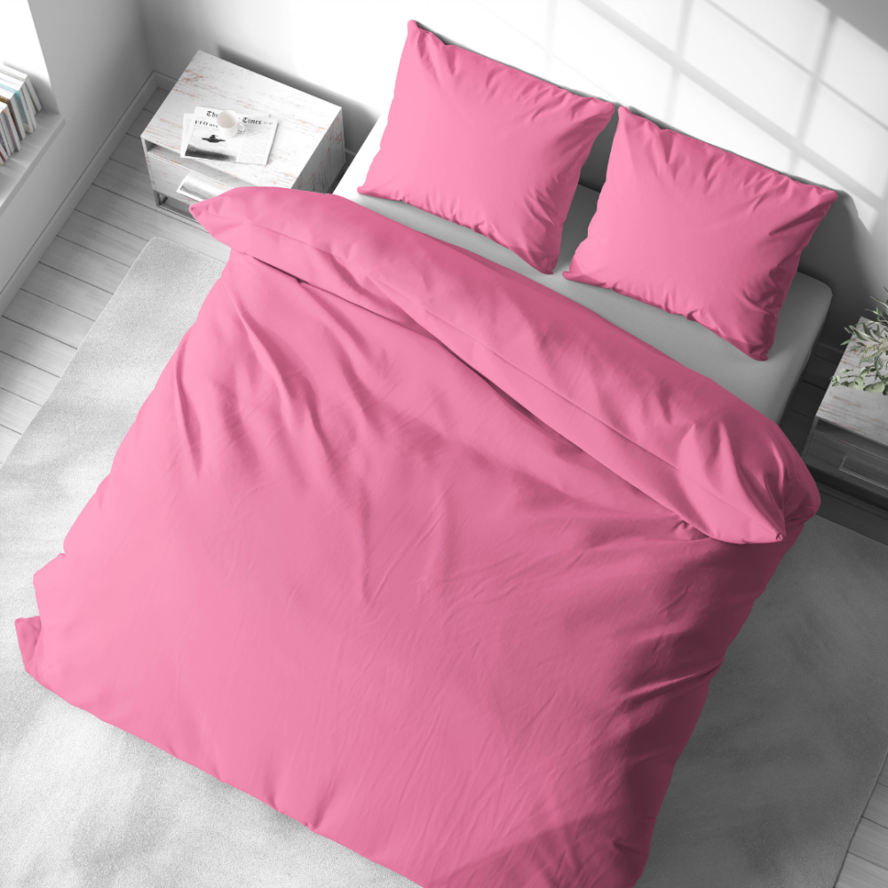 Bedding Set „Momo“. Bedding sets 155x200, 140x200 cm, 150x200 cm, 160x200 cm, 180x200 cm, 200x200 cm, 200x220 cm, 220x240 cm. Modern solid pink bedding set