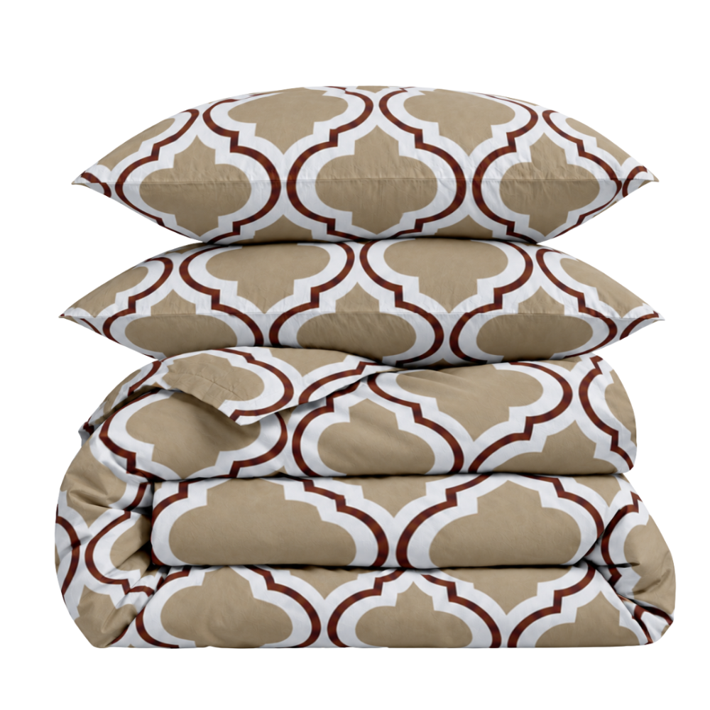 Bedding Set „Moroccan Beige“. Beige bedding sets, 140x200 cm, 150x200 cm, 160x200 cm, 180x200 cm, 200x200 cm, 200x220 cm, 220x240 cm. Sand colored bedding set with a brown moroccan geometric pattern Bedding Set „Moroccan Beige“. Beige bedding sets, 140x200 cm, 150x200 cm, 160x200 cm, 180x200 cm, 200x200 cm, 200x220 cm, 220x240 cm. Sand colored bedding set with a brown moroccan geometric pattern