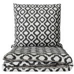 Bedding Set „Moroccan Veil“. Patterned bedding sets, 140x200 cm, 200x200 cm, 200x220 cm. White bedding with a grey geometric ornament pattern Bedding Set „Moroccan Veil“. Patterned bedding sets, 140x200 cm, 200x200 cm, 200x220 cm. White bedding with a grey geometric ornament pattern