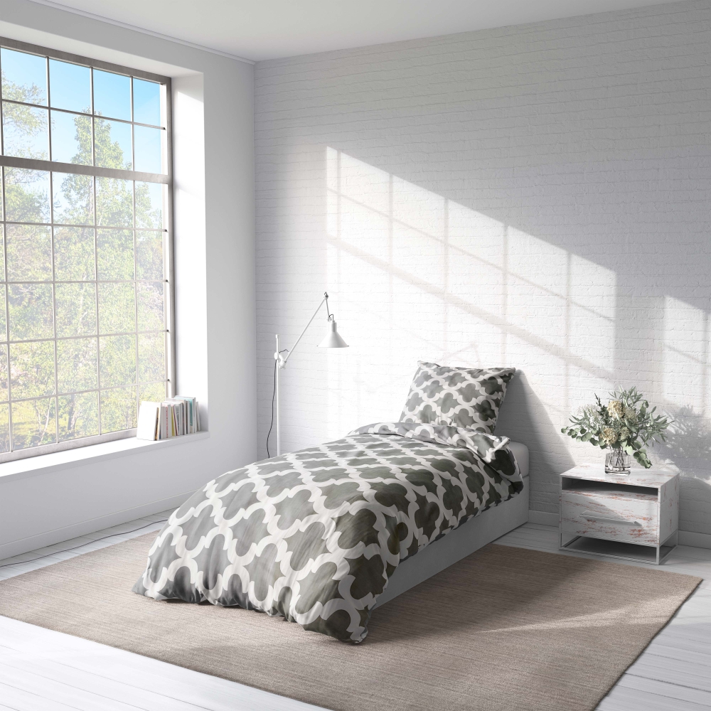 Bedding Set „Morocco grey“. Patterned bedding sets, 140x200 cm, 150x200 cm, 160x200 cm
