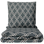 Bedding Set „Morocco grey“. Bedding sets 155x200, 140x200 cm, 150x200 cm, 160x200 cm, 180x200 cm, 200x200 cm, 200x220 cm, 220x240 cm. Dark grey bedding design with a white geometric pattern